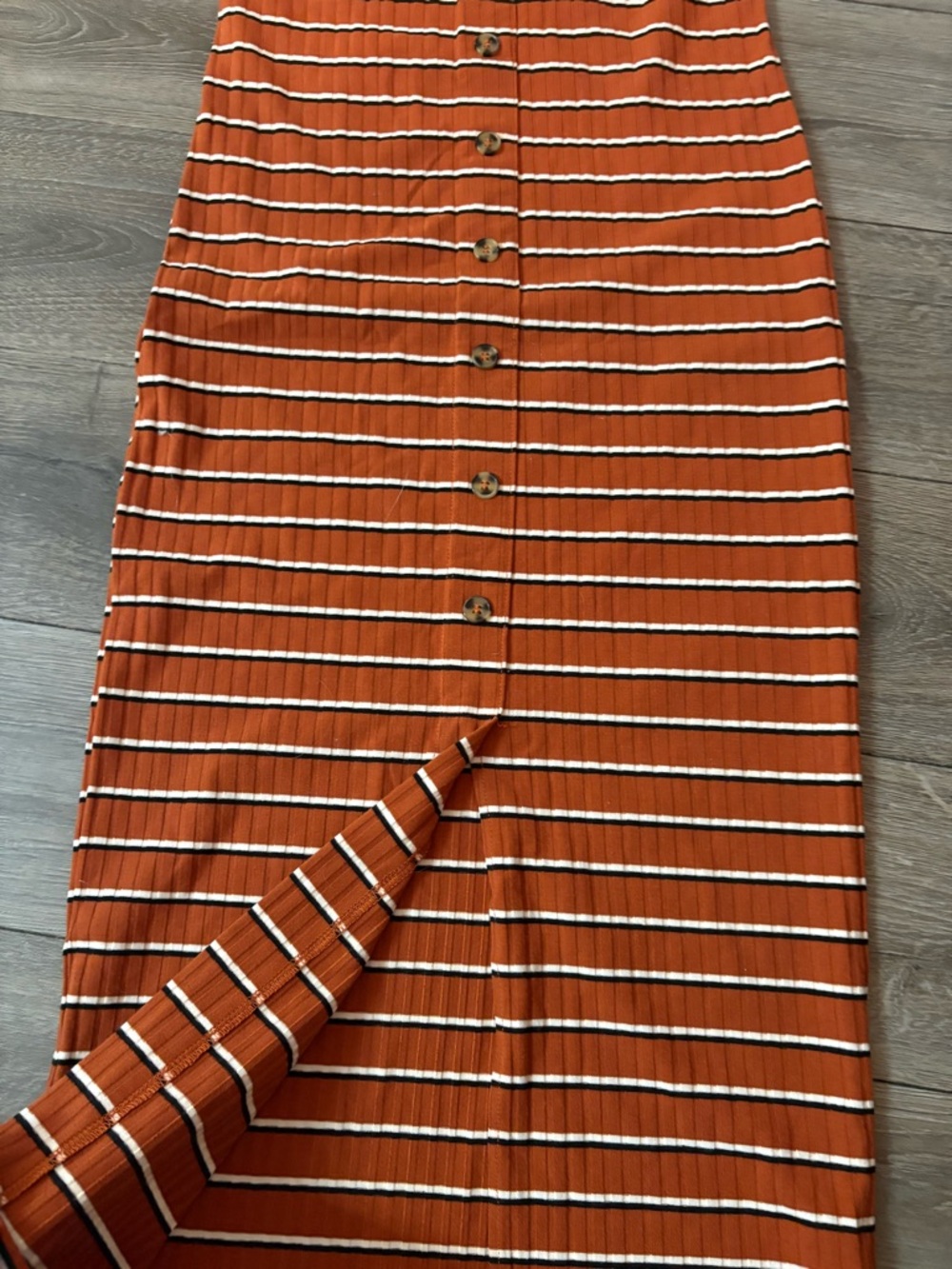 Derek Heart Rust Orange Striped Midi Dress - Picture 3 of 4